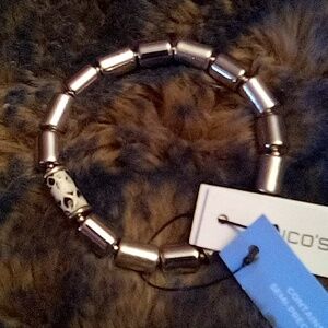 Chico's Silvertone Snakeskin Detail Bracelet NWT